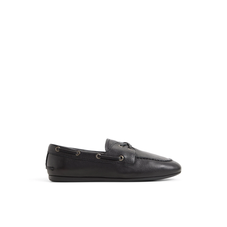 Slim Boat Shoe Black Leather Tumbled