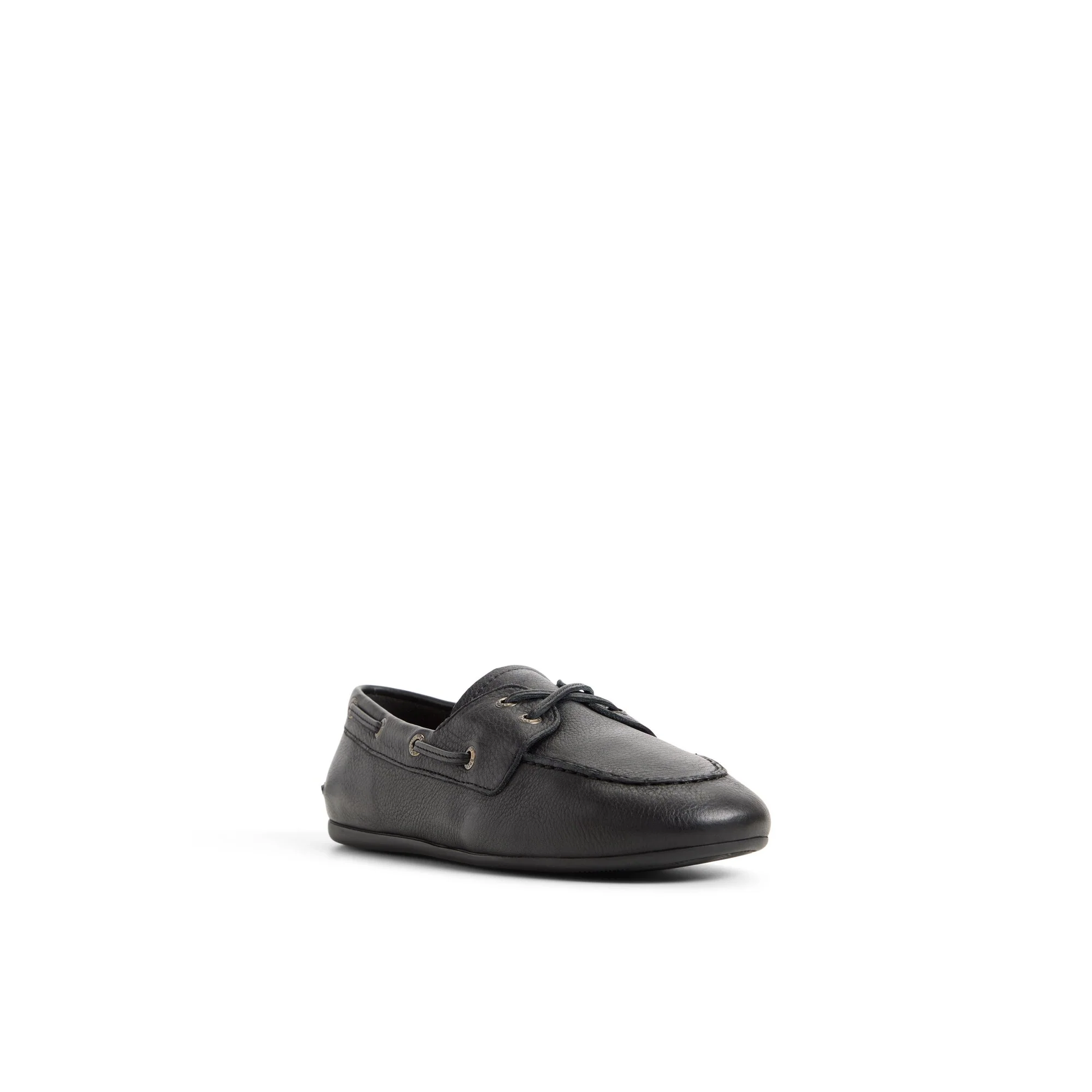 Slim Boat Shoe Black Leather Tumbled