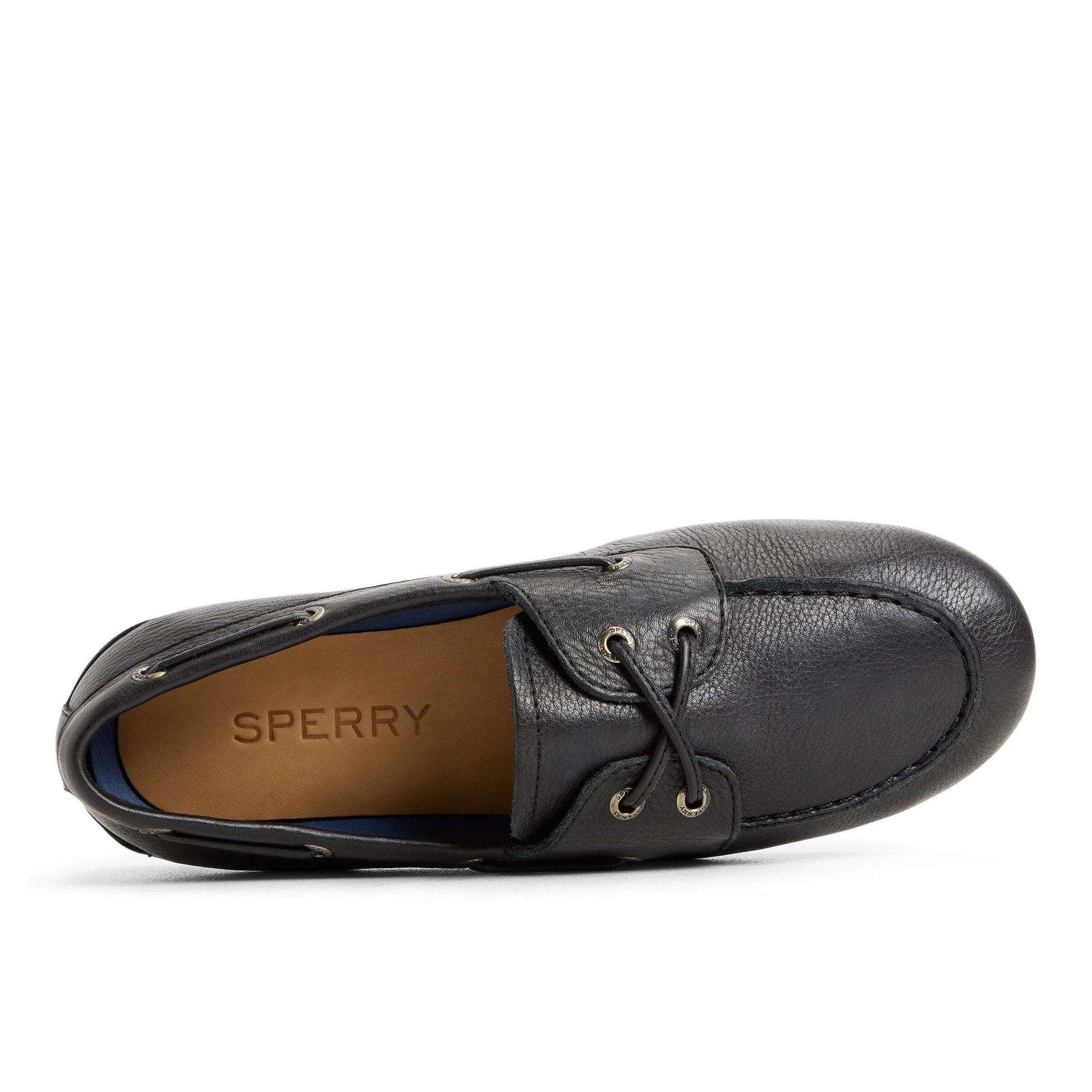 Slim Boat Shoe Black Leather Tumbled